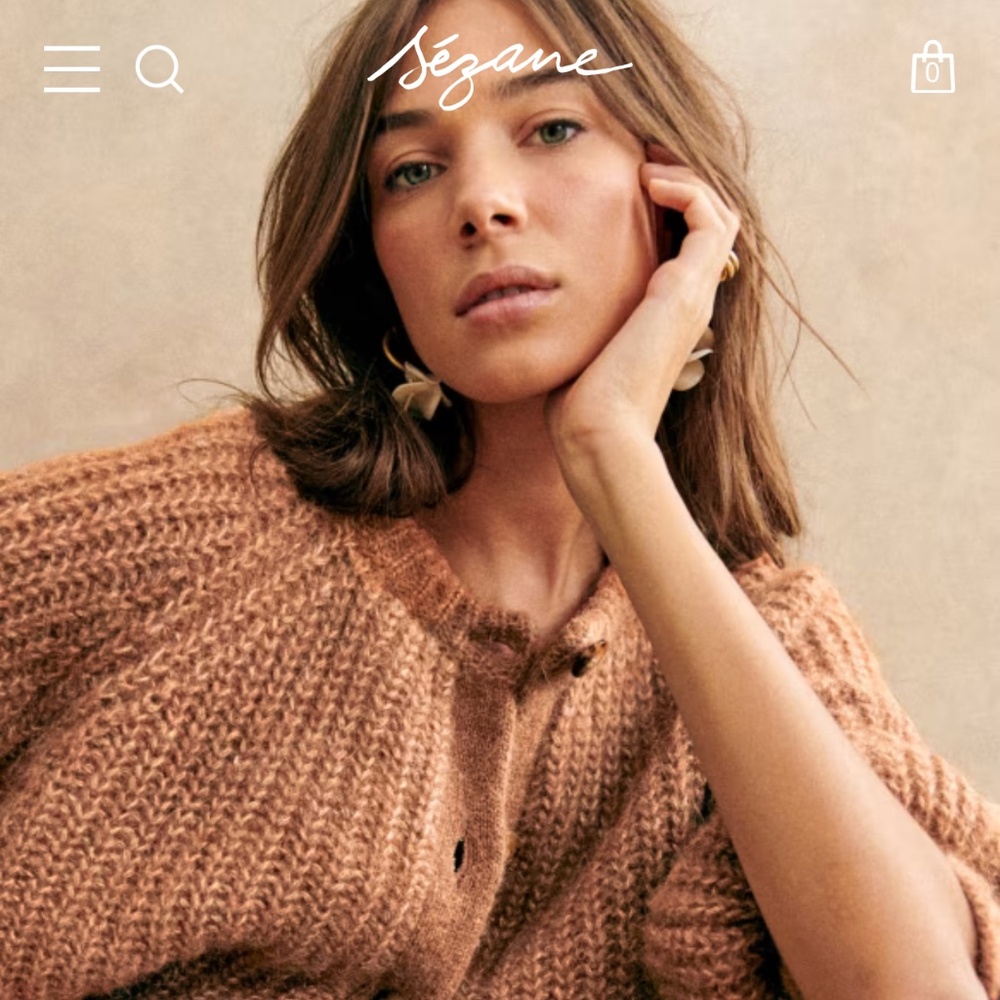 Sezane Emile Cardigan Mottled Camel